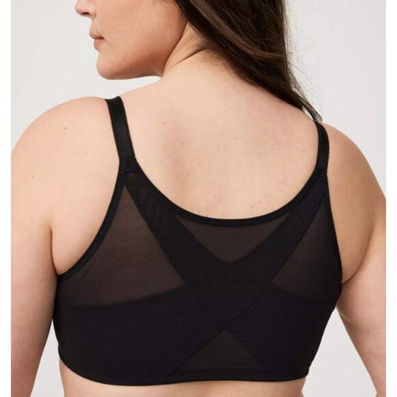 Torrid Ultimate Smoothing T-Shirt Front-Close Bra Black Mesh Back Women's 48 B - Picture 2 of 12